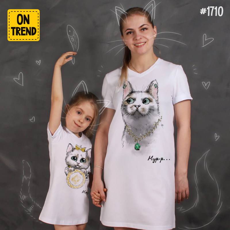 картинка Летние платья для мамы и дочки "Кошечка и дочечка" от магазина  ON-TREND