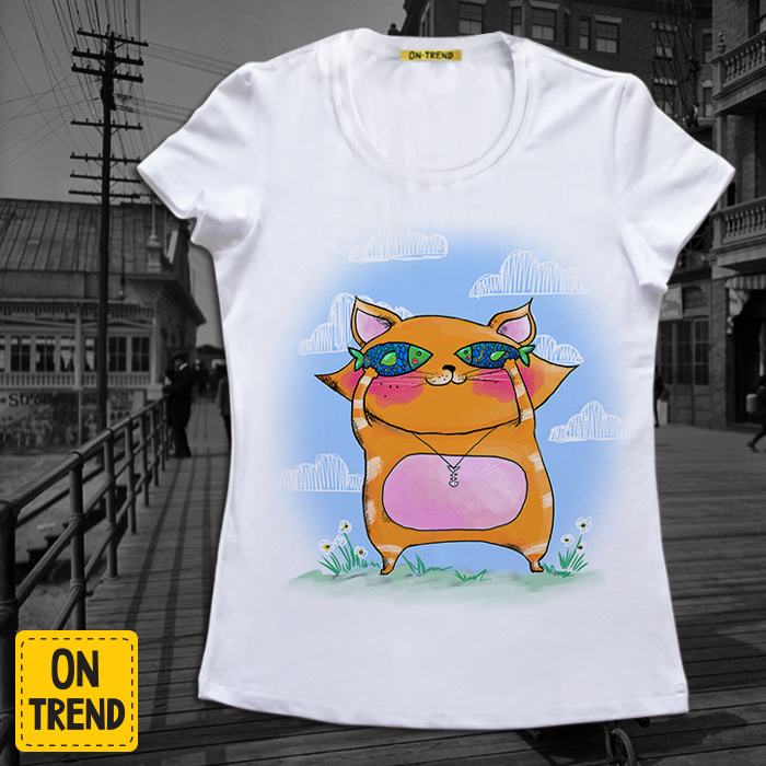 картинка Женская футболка "Кошечка на море" от магазина  ON-TREND