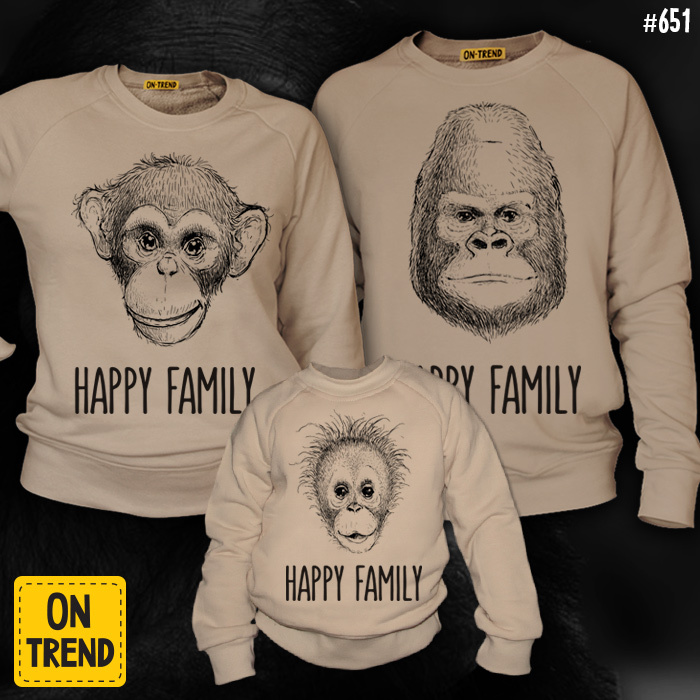 картинка Семейные толстовки "Счастливые обезьянки" от магазина  ON-TREND