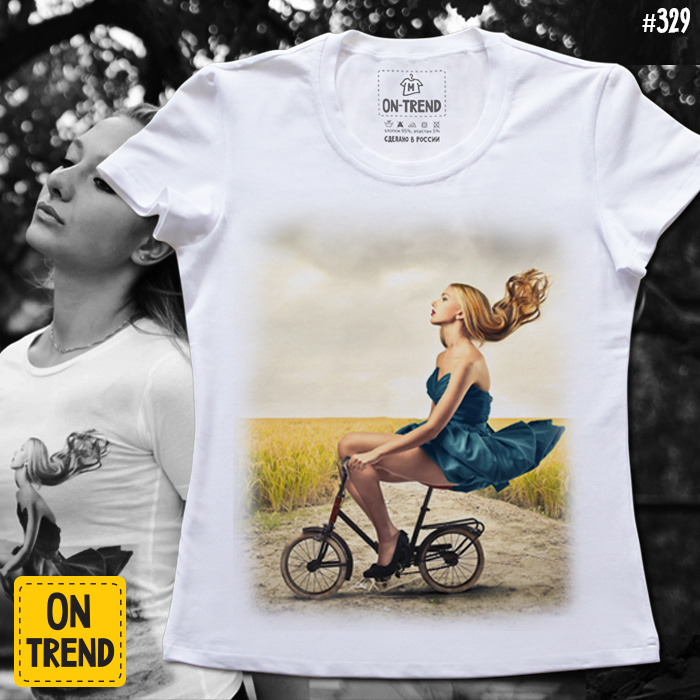 картинка Женская футболка "Девушка На Велосипеде" от магазина  ON-TREND