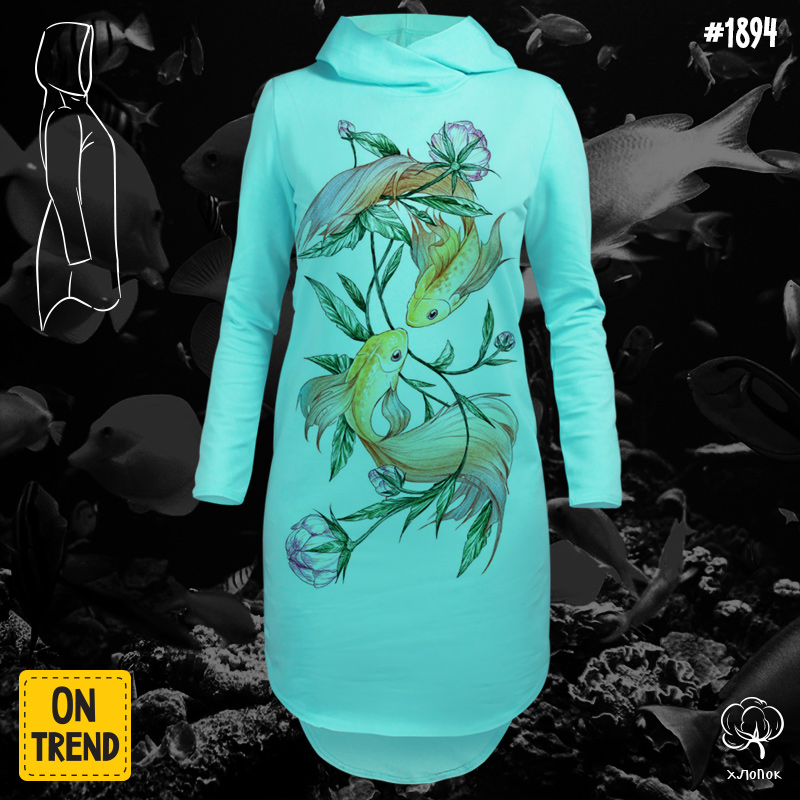 картинка Прямое платье  "Золотые рыбки" от магазина  ON-TREND
