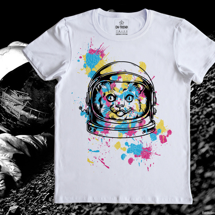 картинка Мужская футболка "Кот в Космосе" от магазина  ON-TREND