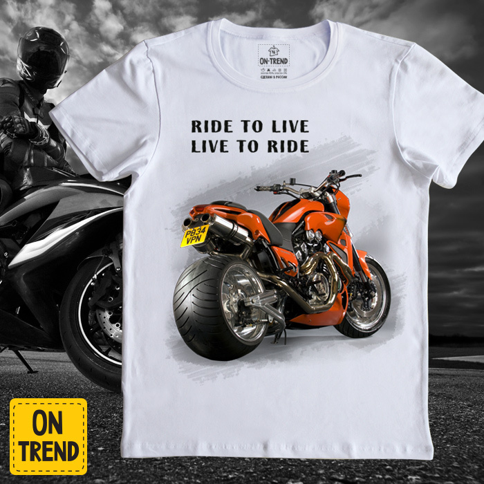 картинка Мужская футболка "Ride to live" от магазина  ON-TREND