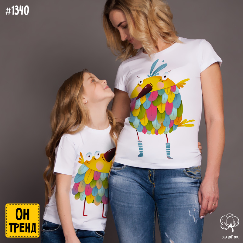 картинка Футболки для мамы и дочки "Волшебные птички" от магазина  ON-TREND