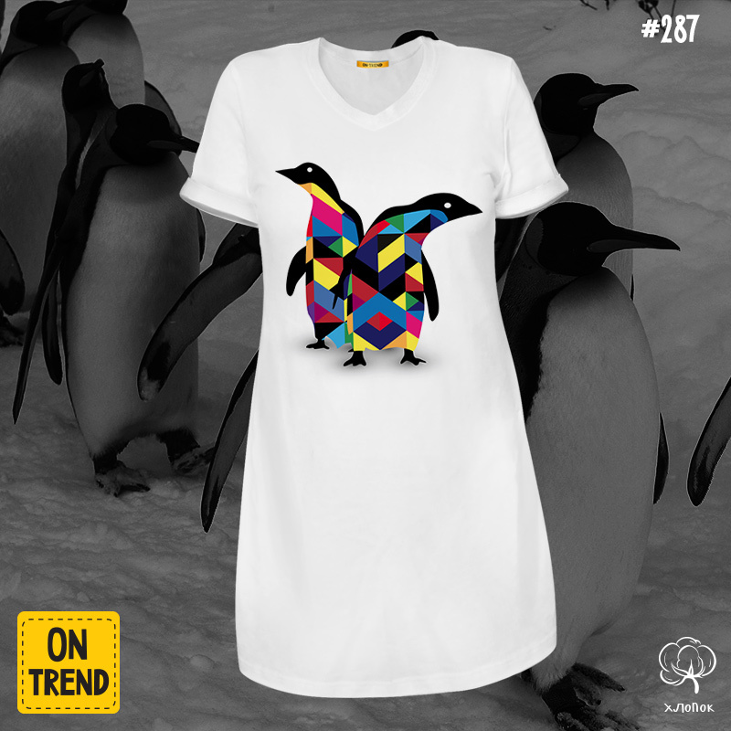картинка Платье-футболка  "Пингвинчики" от магазина  ON-TREND