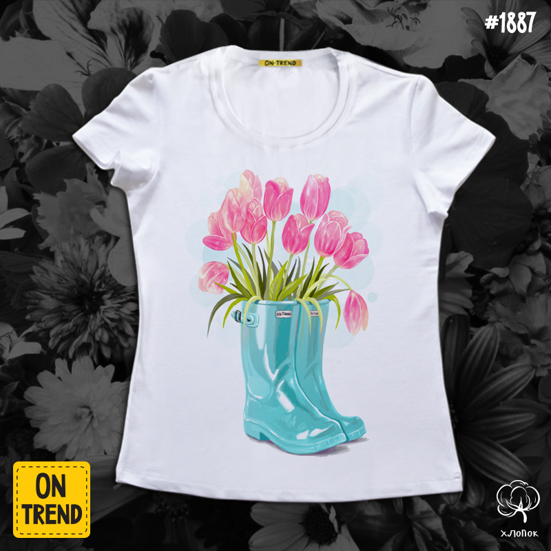 картинка Женская футболка "Весенние тюльпаны" от магазина  ON-TREND