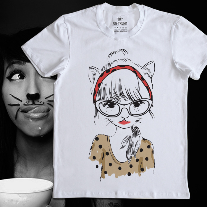картинка Мужская футболка "Девочка-Кошечка" от магазина  ON-TREND