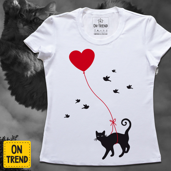 картинка Женская футболка "Летающая Кошка" от магазина  ON-TREND