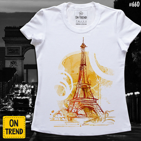 картинка Женская футболка "Париж" магазин  ON-TREND являющийся производителем одежды из хлопка высшего качества
