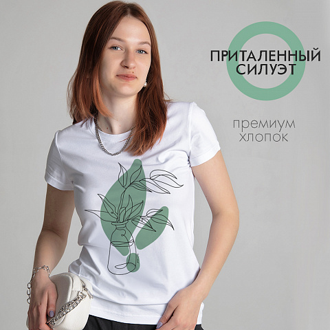 картинка Женская футболка "Листья" магазин  ON-TREND являющийся производителем одежды из хлопка высшего качества