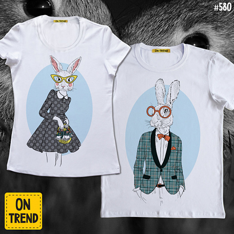 картинка Парные футболки "Кролики" магазин  ON-TREND являющийся производителем одежды из хлопка высшего качества