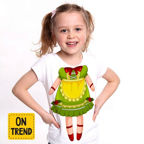 картинка Детская футболка "Кукла" магазин  ON-TREND являющийся производителем одежды из хлопка высшего качества