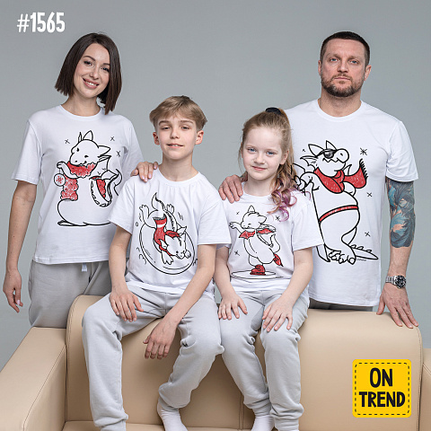 картинка Семейные футболки "Спортивные драконы. Символ года 2024" магазин  ON-TREND являющийся производителем одежды из хлопка высшего качества