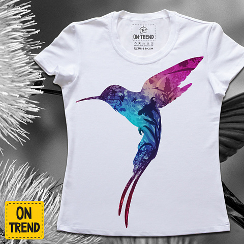картинка Женская футболка "Колибри" магазин  ON-TREND являющийся производителем одежды из хлопка высшего качества