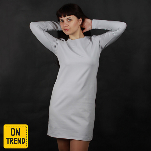 картинка Серое трикотажное платье-футляр магазин  ON-TREND являющийся производителем одежды из хлопка высшего качества
