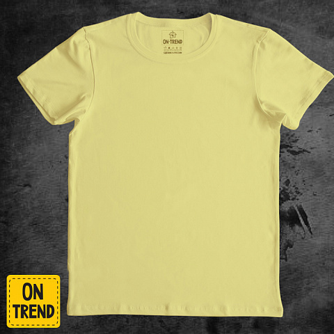 картинка Желтая  мужская футболка без рисунка магазин  ON-TREND являющийся производителем одежды из хлопка высшего качества