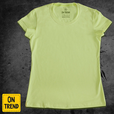 картинка Салатовая женская футболка без рисунка магазин  ON-TREND являющийся производителем одежды из хлопка высшего качества