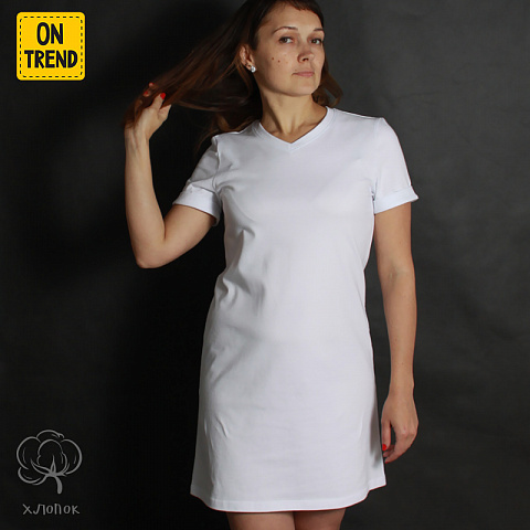 картинка Белое спортивное платье магазин  ON-TREND являющийся производителем одежды из хлопка высшего качества
