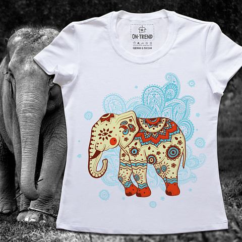 картинка Женская футболка "Инди-Слон" магазин  ON-TREND являющийся производителем одежды из хлопка высшего качества