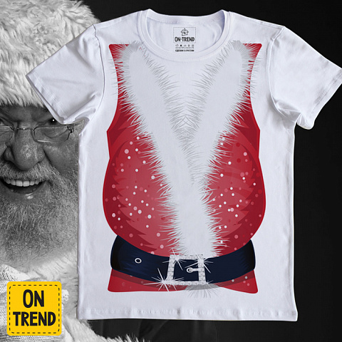 картинка Мужская футболка "Костюм Деда Мороза" магазин  ON-TREND являющийся производителем одежды из хлопка высшего качества