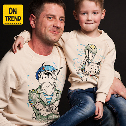 картинка Толстовки для папы и сына  "Десантники" магазин  ON-TREND являющийся производителем одежды из хлопка высшего качества