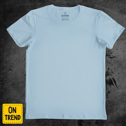 картинка Голубая мужская футболка без рисунка магазин  ON-TREND являющийся производителем одежды из хлопка высшего качества