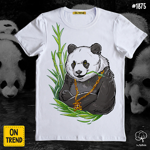 картинка Мужская футболка "Панда-герой" магазин  ON-TREND являющийся производителем одежды из хлопка высшего качества