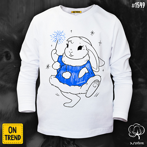 картинка Детский лонгслив для девочки "Зимний кролик" магазин  ON-TREND являющийся производителем одежды из хлопка высшего качества