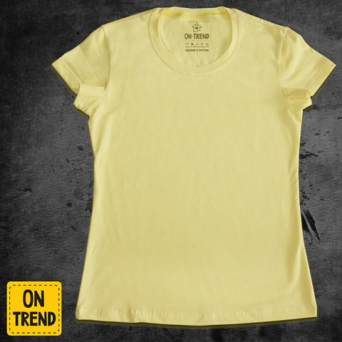 картинка Желтая женская футболка без рисунка магазин  ON-TREND являющийся производителем одежды из хлопка высшего качества