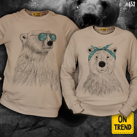 картинка Толстовки для двоих "Белые медведи" магазин  ON-TREND являющийся производителем одежды из хлопка высшего качества