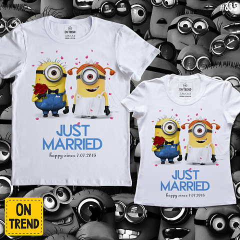картинка Свадебные футболки "Миньоны женятся!" магазин  ON-TREND являющийся производителем одежды из хлопка высшего качества