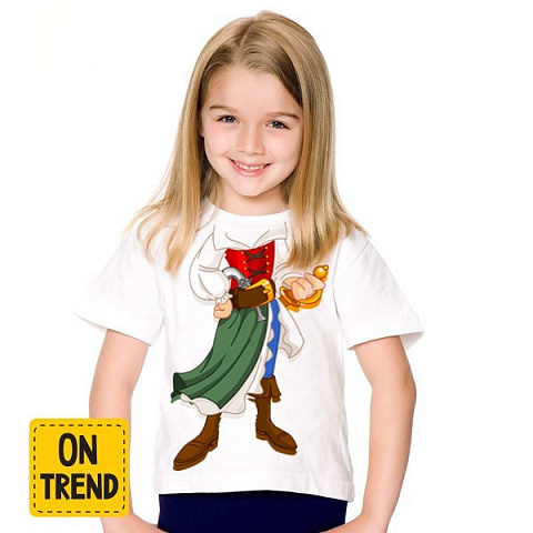картинка Детская футболка "Пиратка" магазин  ON-TREND являющийся производителем одежды из хлопка высшего качества