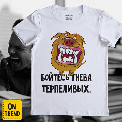 картинка Мужская футболка "Бойтесь Гнева Терпеливых" магазин  ON-TREND являющийся производителем одежды из хлопка высшего качества