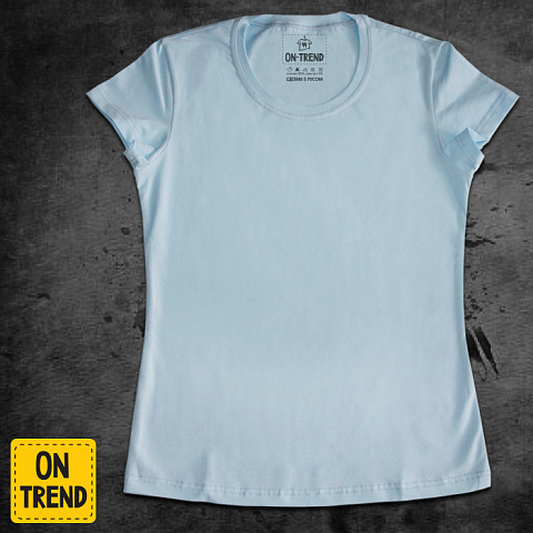 картинка Голубая женская футболка без рисунка магазин  ON-TREND являющийся производителем одежды из хлопка высшего качества
