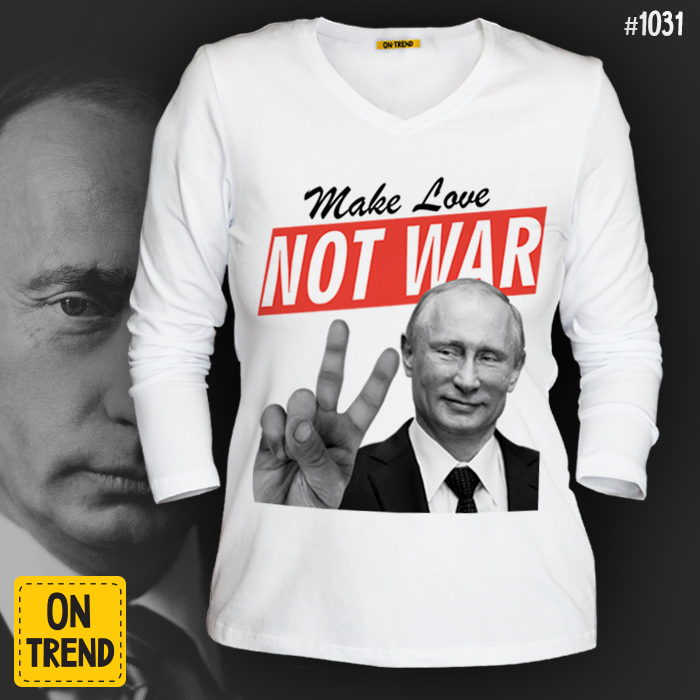 картинка Женский лонгслив "Путин- миротворец" от магазина  ON-TREND