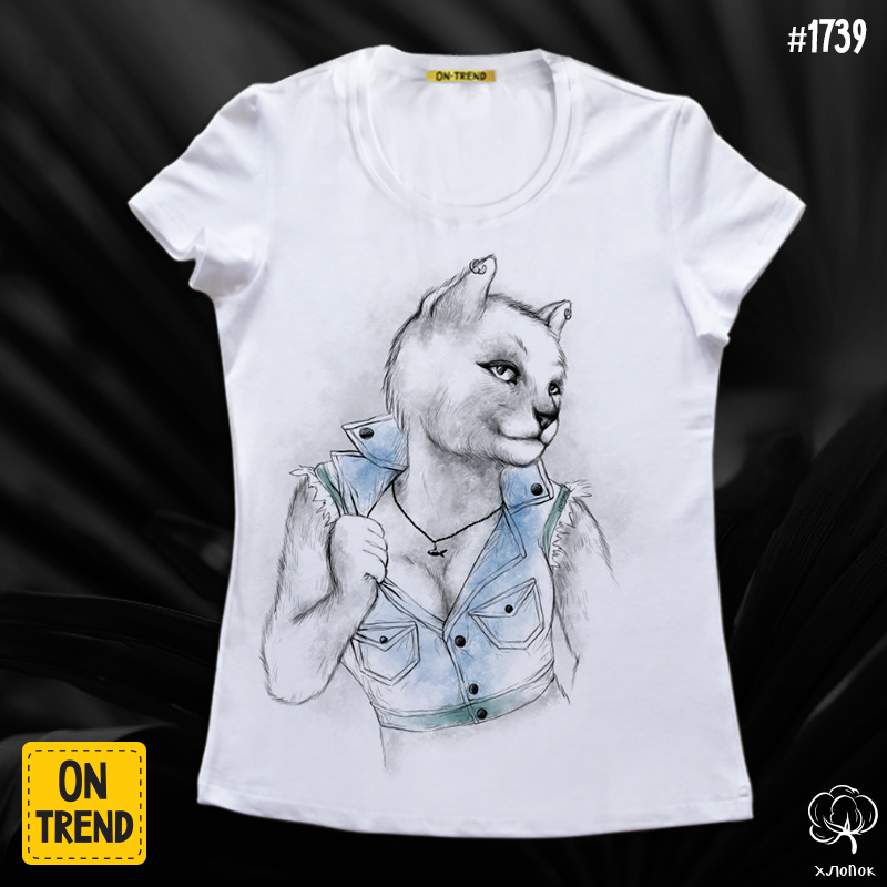 картинка Женская футболка "Крутая кошечка" от магазина  ON-TREND
