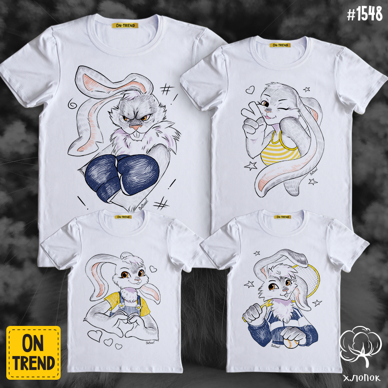 картинка Семейные футболки с рисунком "Милые зайчики" от магазина  ON-TREND