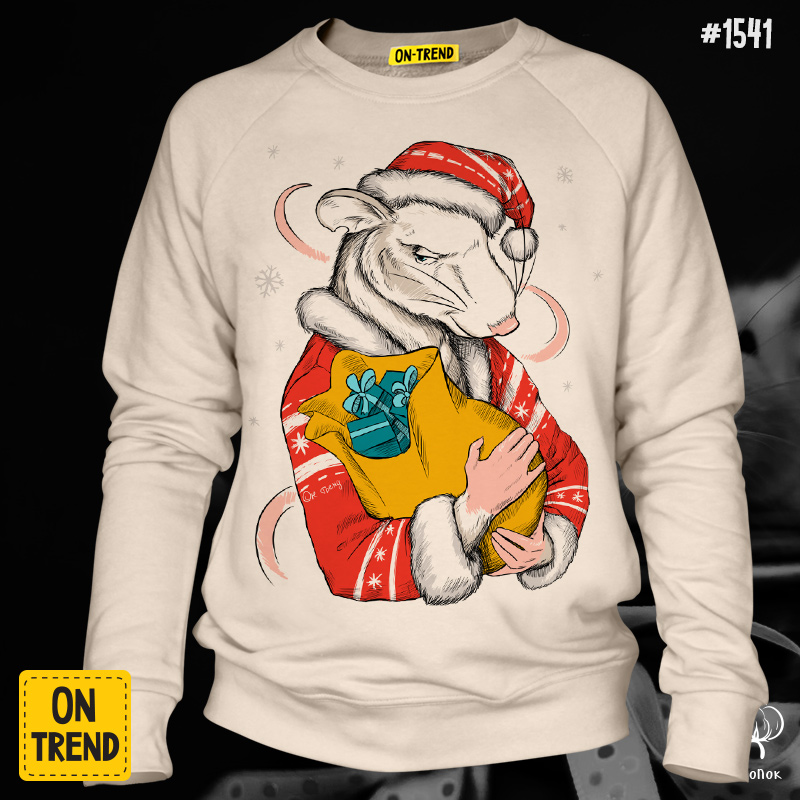 картинка Мужская толстовка "Крыс Дед Мороз" от магазина  ON-TREND