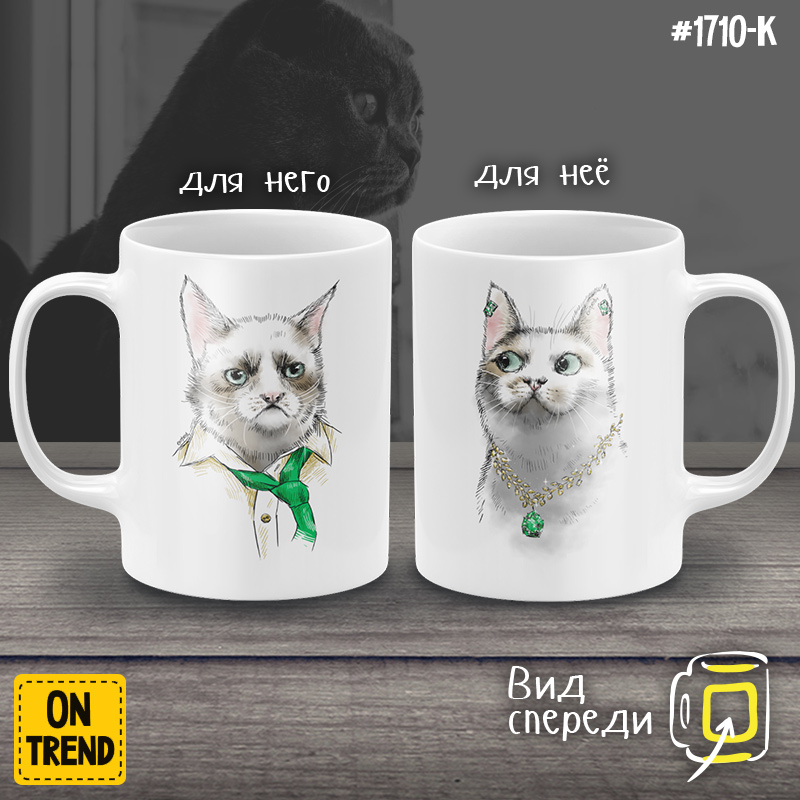 картинка Кружки для двоих "Пара котиков" от магазина  ON-TREND