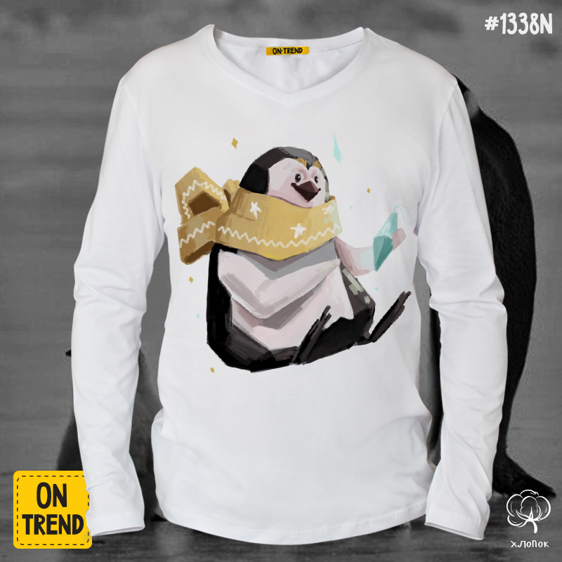 картинка Мужской лонгслив "Звездный пингвин" от магазина  ON-TREND