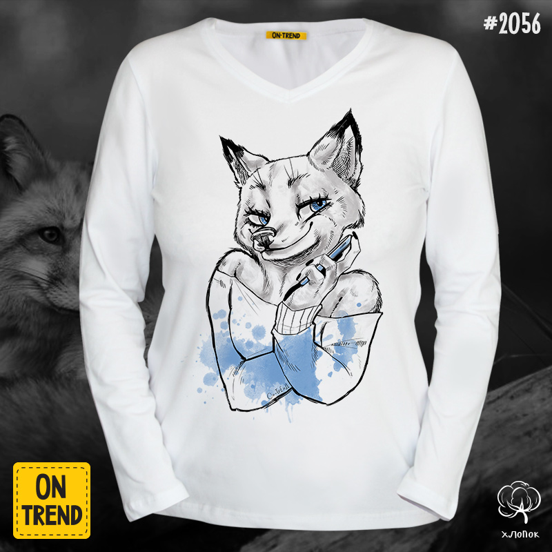 картинка Женская футболка с длинными рукавами "Трендовая лиса" от магазина  ON-TREND