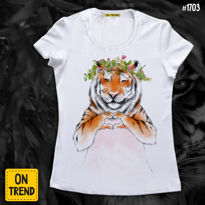 картинка Женская футболка "Влюбленная тигрица" от магазина  ON-TREND