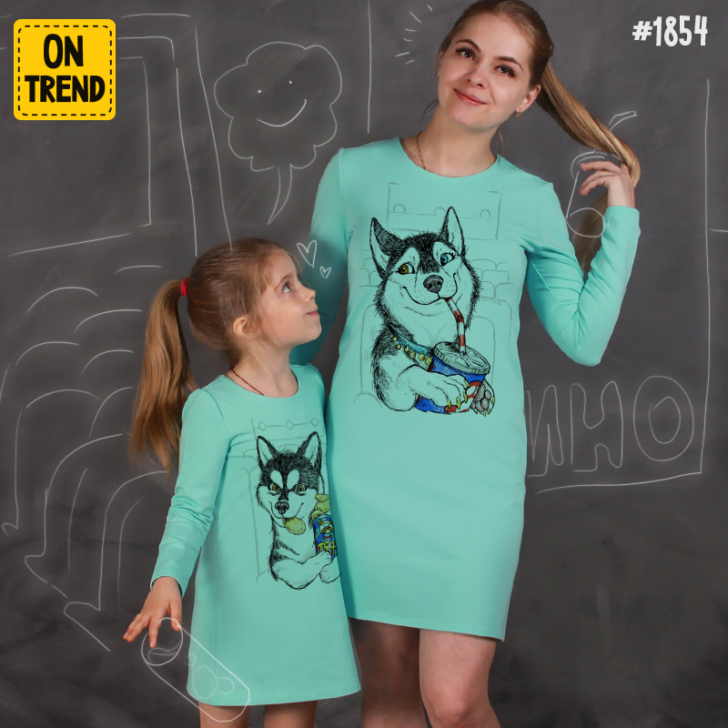 картинка Трикотажные платья для мамы и дочки "Хаски" от магазина  ON-TREND