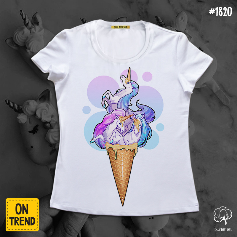 картинка Женская футболка "Мороженое с Единорогами" от магазина  ON-TREND