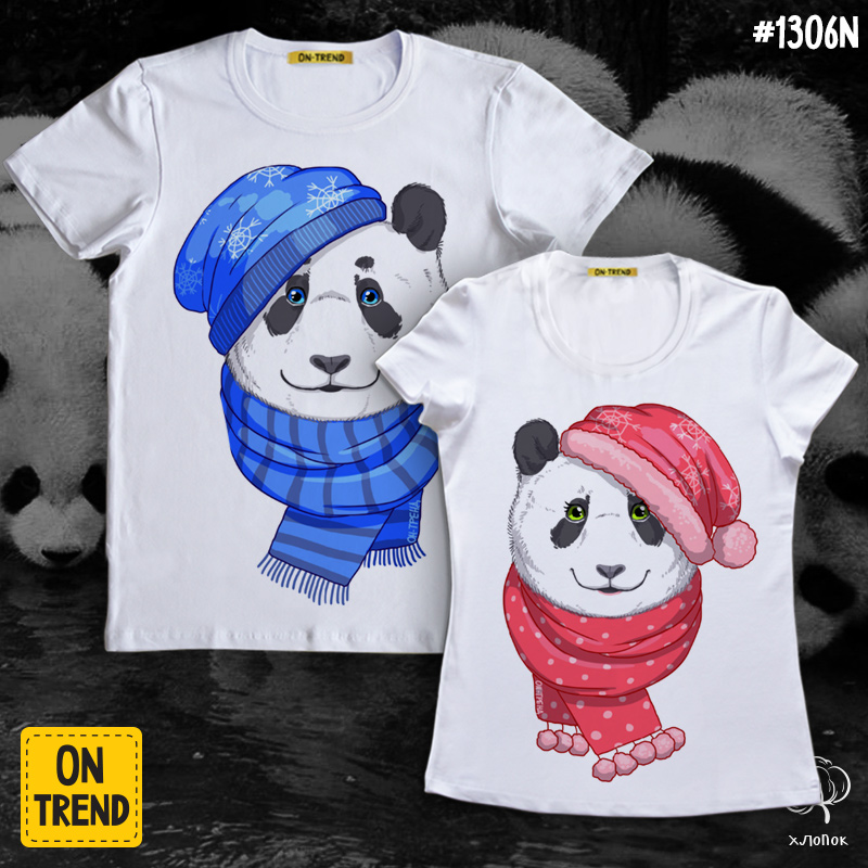 картинка Парные футболки "Панды в шапках" от магазина  ON-TREND