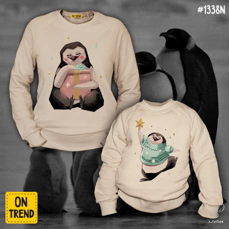 картинка Толстовки для мамы и ребенка "Звездные пингвины" от магазина  ON-TREND