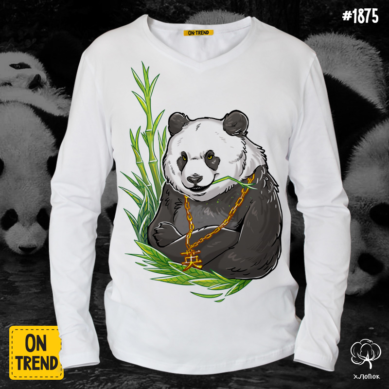 картинка Мужская футболка с длинным рукавом "Панда-герой" от магазина  ON-TREND