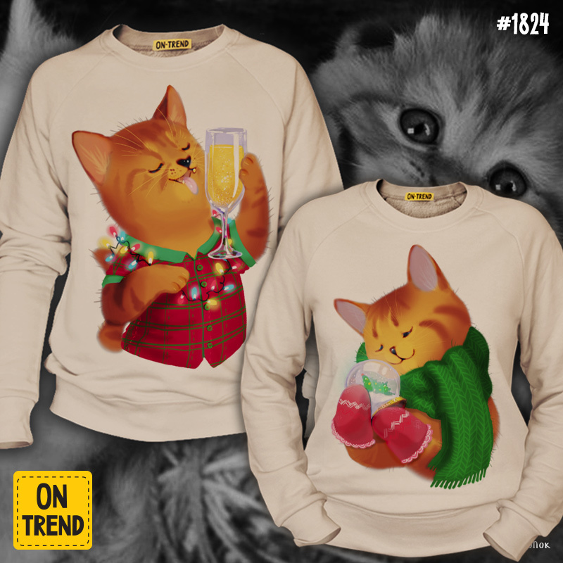 картинка Толстовки для двоих "Мандариновые коты" от магазина  ON-TREND
