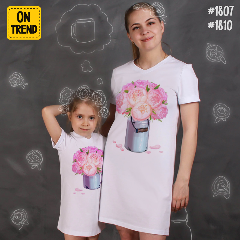 картинка Летние платья для мамы и дочки "Букет пионов" от магазина  ON-TREND