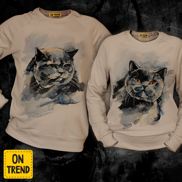 картинка Толстовки для двоих "Акварельные котиков" от магазина  ON-TREND